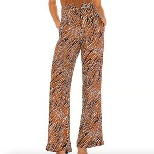 Revolve Sun Becomes Her, Rosewood Safari Print, Palazzo Wide Flare Pants, Size 4